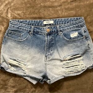 FOREVER 21 OMBRÉ WASH CUFF SHORTS